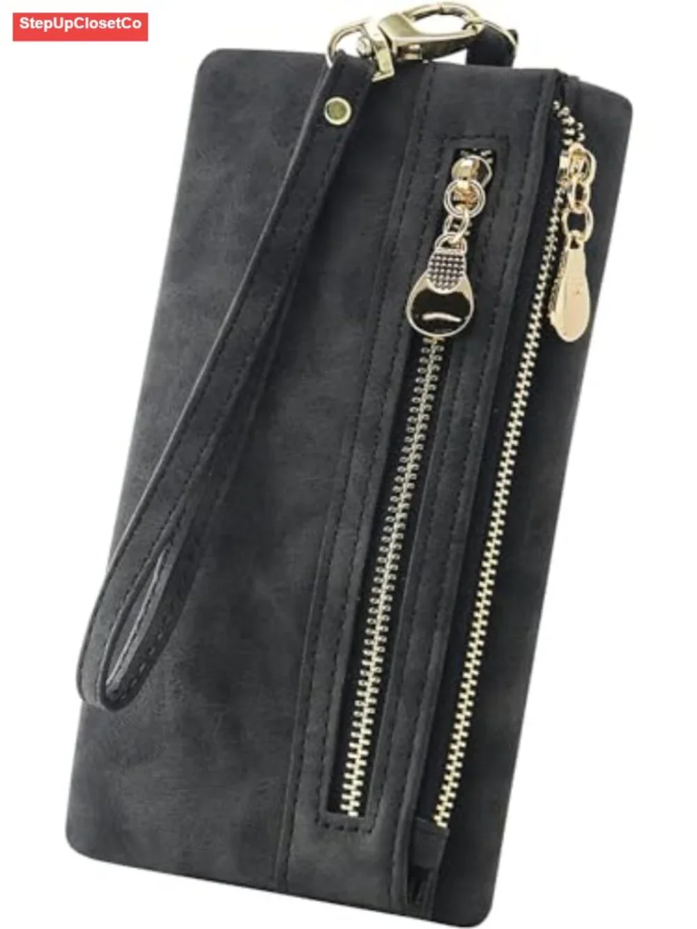 Soft Faux Leather Long Wallet Wristlet with Hand Strap Clutch for Women, Card